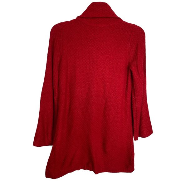 Style & Co Womens Red Cowl Neck Waffle Knit Tunic Size M with Pockets Coastal - Picture 2 of 10